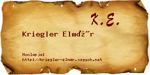 Kriegler Elmár névjegykártya